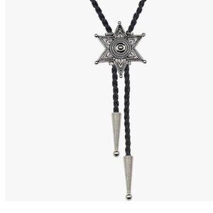 Hexagram Silver Bolo Tie